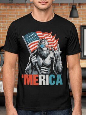 Patriotic 'Merica Bigfoot Graphic Tee Unisex